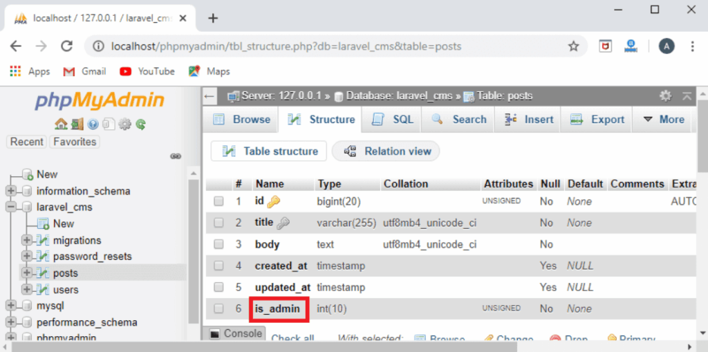 Executing Laravel Migration: Creating Example Table in Database