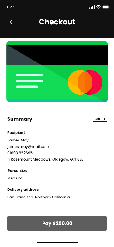 Checkout recipet to be paid by user.