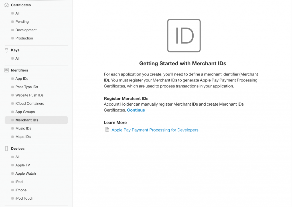 Integrating Apple Pay - Creating a merchant I