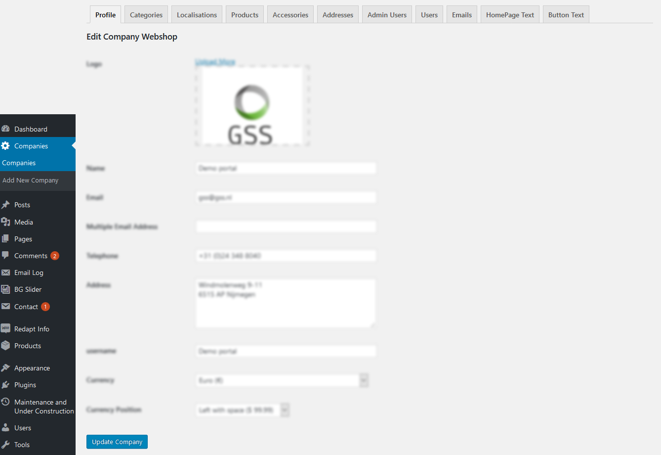 Screenshot_2021-01-25 My Company Settings ‹ GSS Portal — WordPress(2)